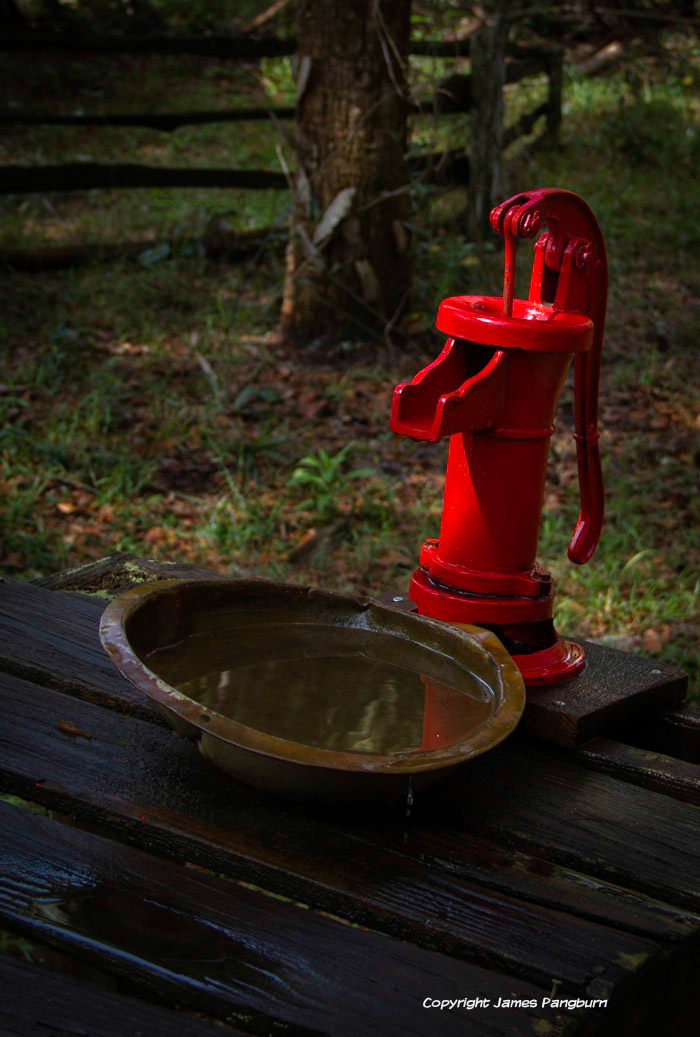 red hand pump