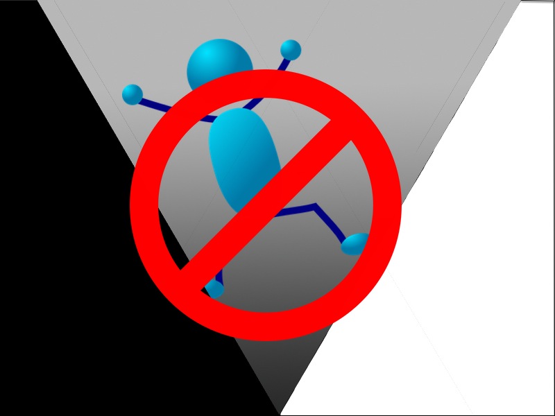 A graphical image showing a stick figure standing in the gray area between the black side representing sin and the white side representing God with a red circle and slash over top of it.