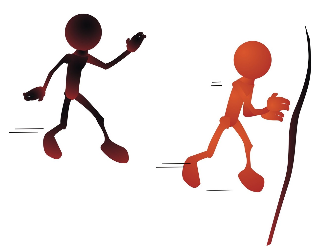 A stick figure attempting to commit vengeance against another