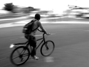 man riding bike