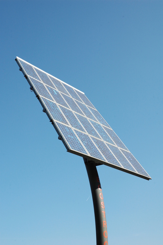 solar panel on a pole