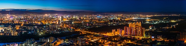 panoramic view of city at twilight