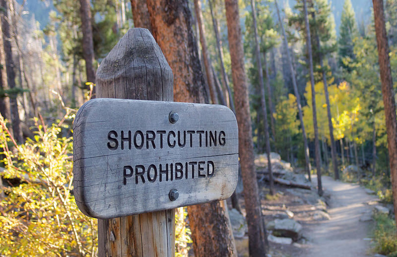 shortcutting prohibited sign
