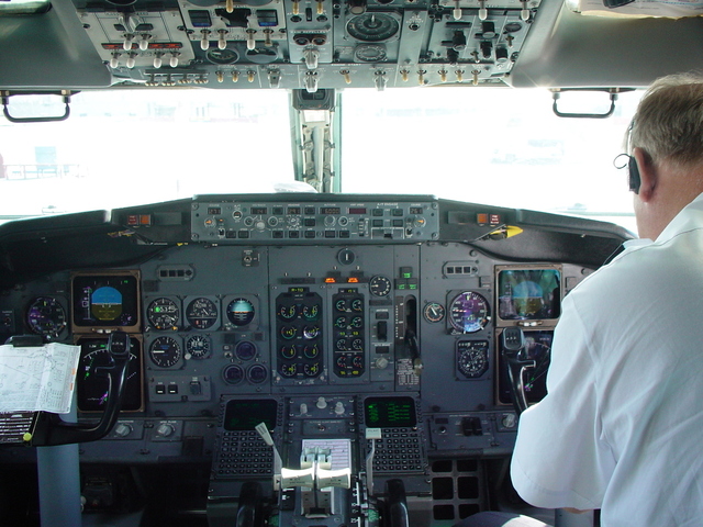 airplane cockpit with pilot