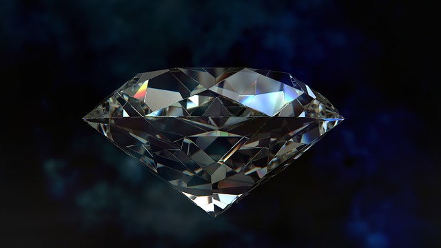 picture of a diamond against a very dark blue background