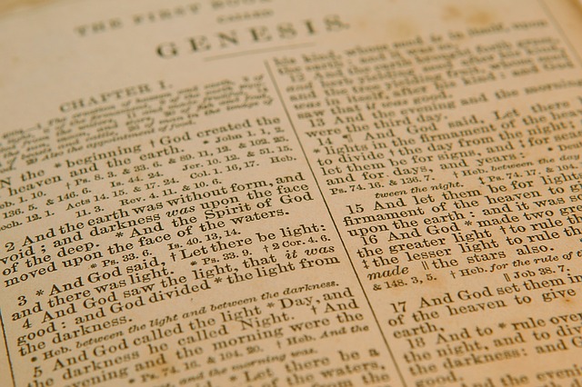page of first chapter of Genesis in the Bible
