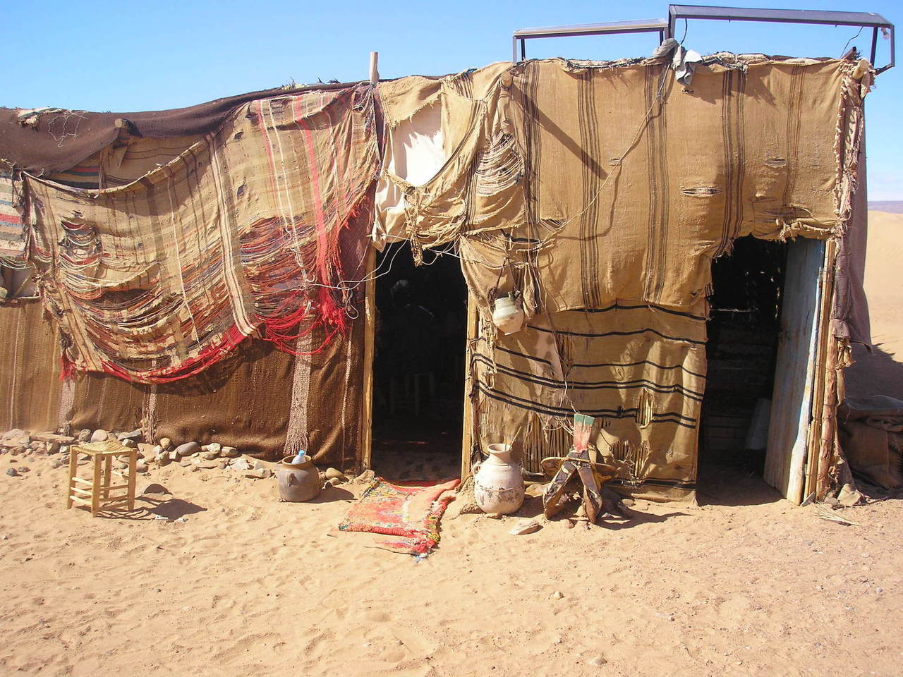 a closeup photo of a Bedouin tent in the desert