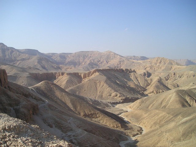 photo of a valley among many hills and mountains in the Egyptian desert