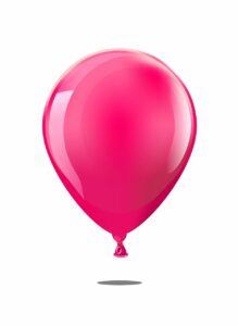 A graphical image of a light red balloon hovering just above a flat surface