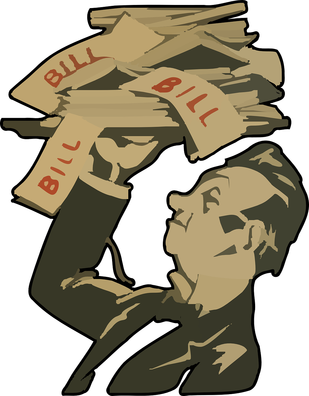 graphic of a waiter carring a platter of bills