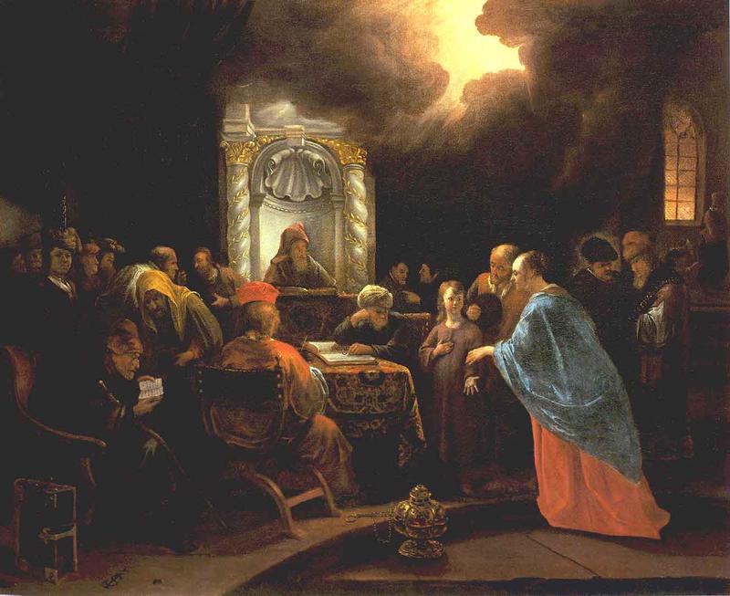 Painting of a young Jesus in the midst of scholars in the Temple