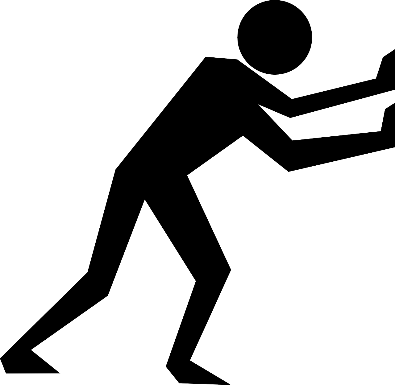 A graphical image of a black figure pushing against an unseen object
