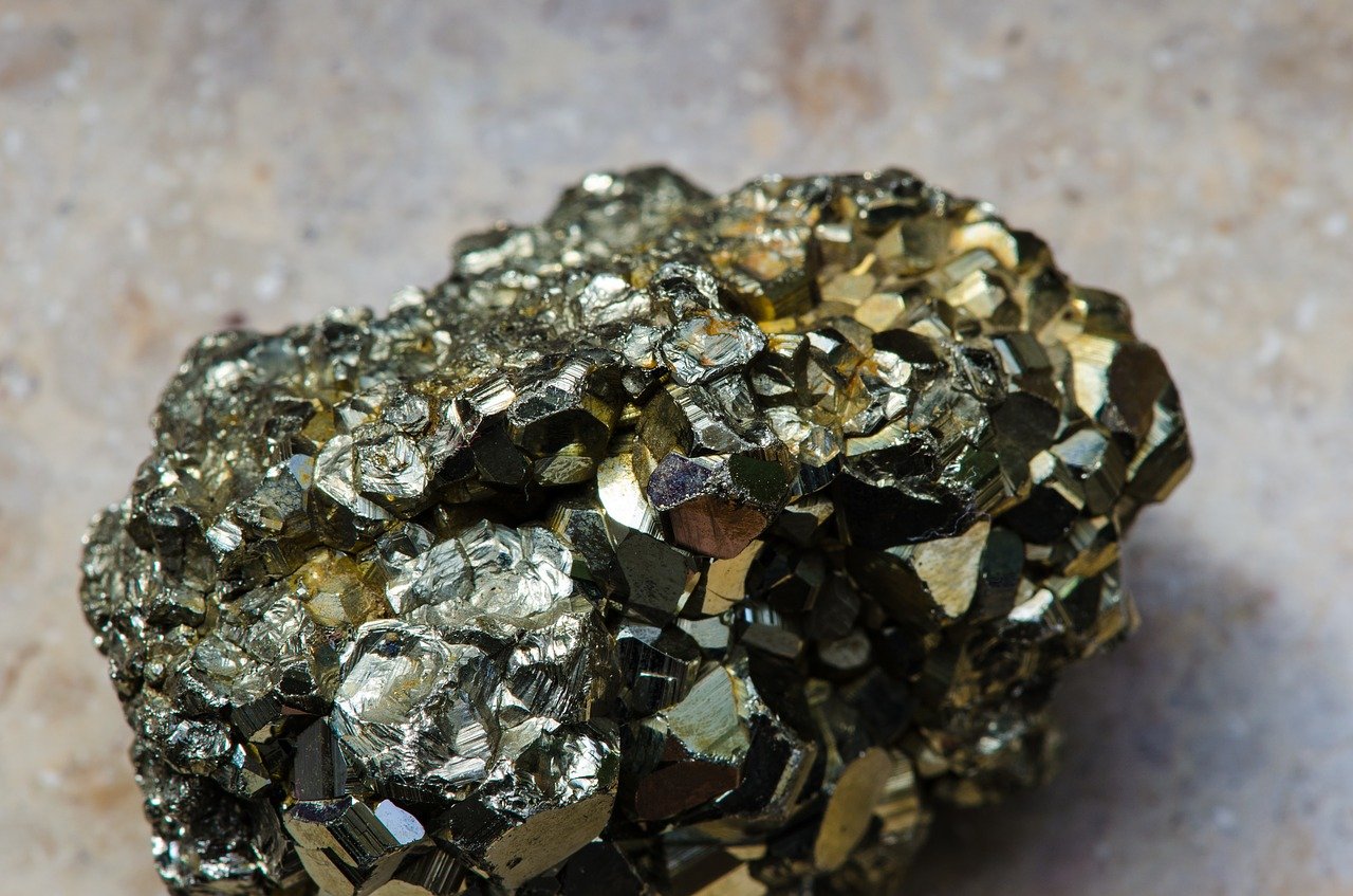 A photo of a small nugget of pyrite or the wrong gold, "fool's gold"