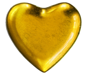 A graphical image of a shiny gold heart
