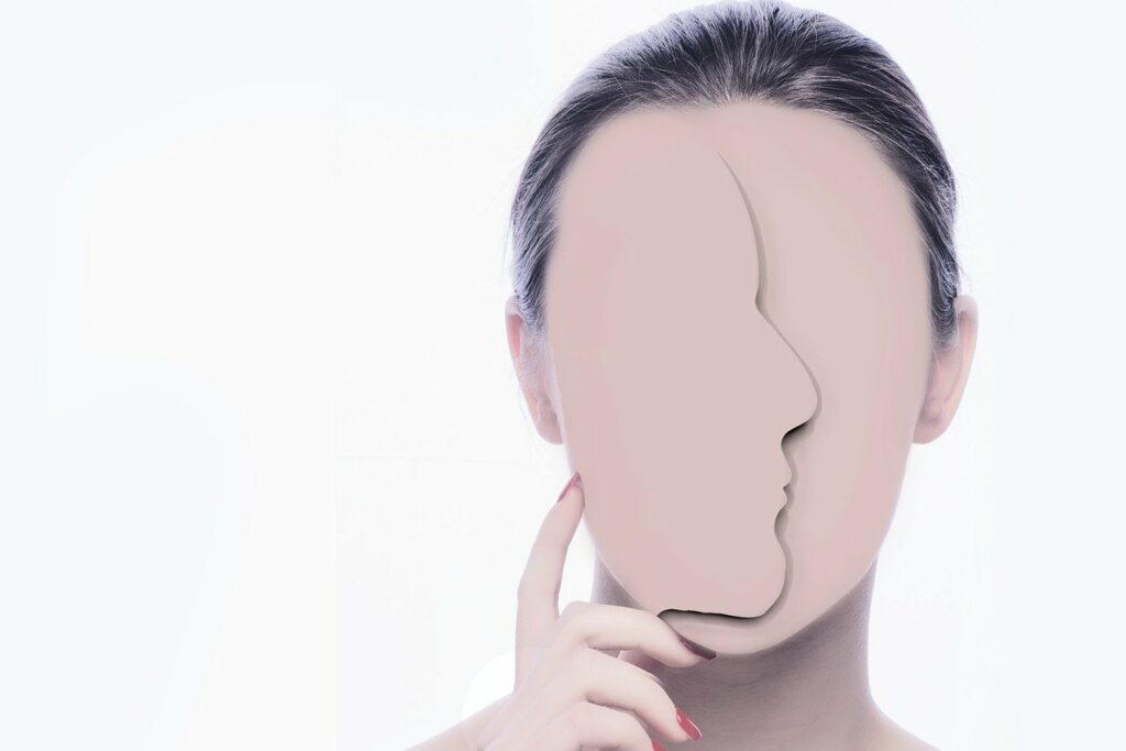 An image of a headshot of a woman with no face, symbolic of how we are hiding from the presence of God