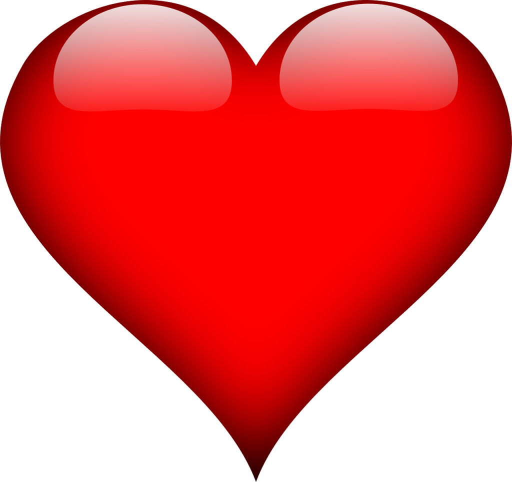 A graphical image of a heart representing love