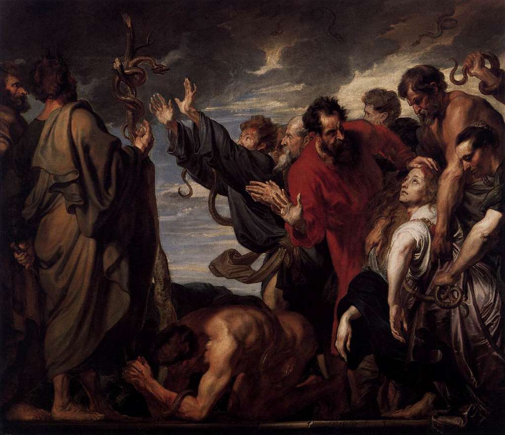 A painting by Anthony van Dyck depicting the Israelites looking at the serpent on the pole. An example of the provision of God for His people.