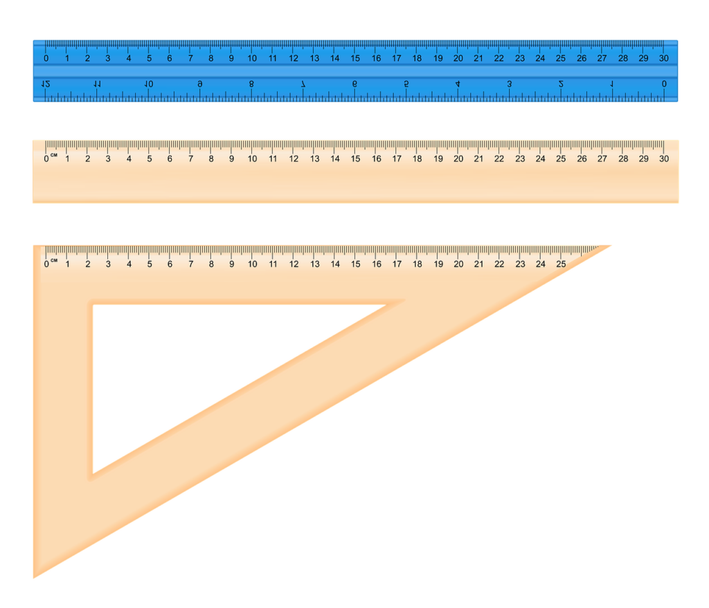 A photo a three different rulers all following the same standard.