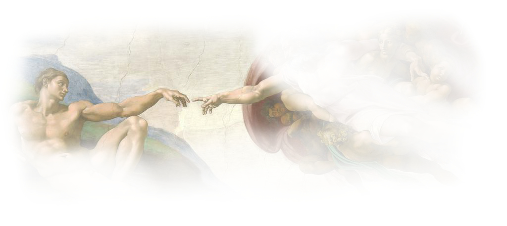 A painting portraying Adam connecting with an invisible God