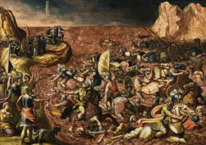 Egyptians drowning in the Red Sea. A painting by Antonio Tempesta